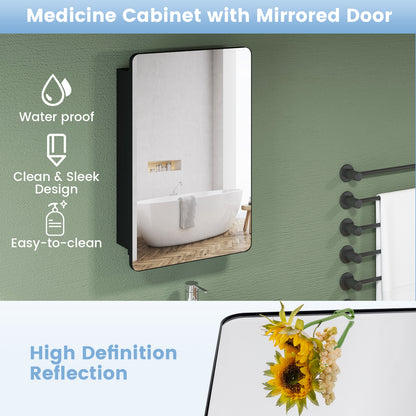 Space Saving Wall Mounted Medicine Cabinet with Adjustable Shelves & Tempered Mirror