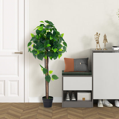 45 Inch Artificial Hydrangea Tree with Bendable Branches, Real Wood Trunk & Cement Pot