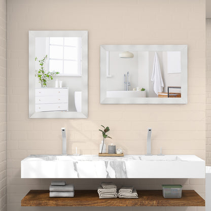 41.5 x 28 Inch Farmhouse Wall Mirror with Premium Solid Wood Frame - White