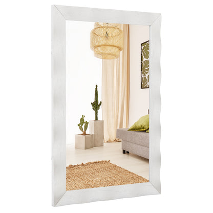 41.5 x 28 Inch Farmhouse Wall Mirror with Premium Solid Wood Frame - White