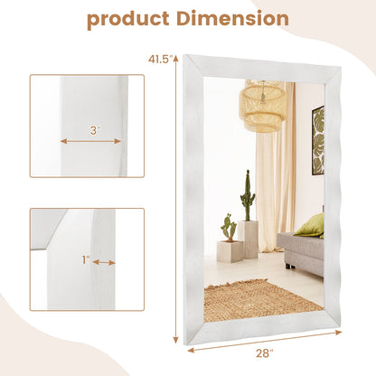 41.5 x 28 Inch Farmhouse Wall Mirror with Premium Solid Wood Frame - White