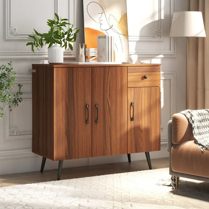 Spacious Sideboard Cabinet with 3 Doors, Pull-Out Drawer, and Adjustable Shelves for Versatile Storage