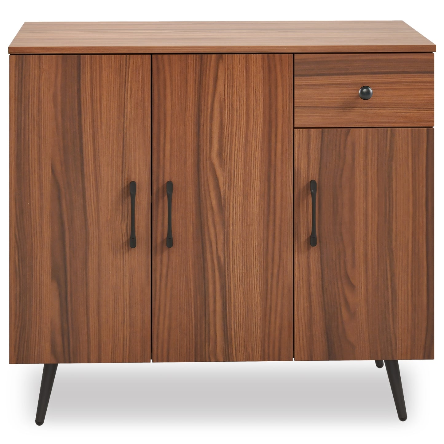 Spacious Sideboard Cabinet with 3 Doors, Pull-Out Drawer, and Adjustable Shelves for Versatile Storage