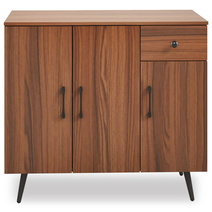Spacious Sideboard Cabinet with 3 Doors, Pull-Out Drawer, and Adjustable Shelves for Versatile Storage