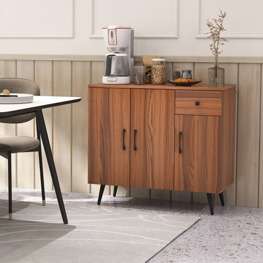 Spacious Sideboard Cabinet with 3 Doors, Pull-Out Drawer, and Adjustable Shelves for Versatile Storage