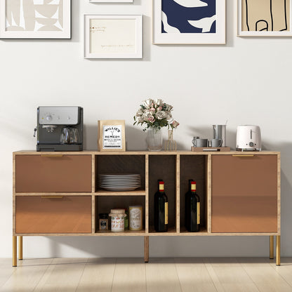 Elegant Mirrored Buffet Cabinet with Storage Drawers and Door for Living Room, Dining or Kitchen