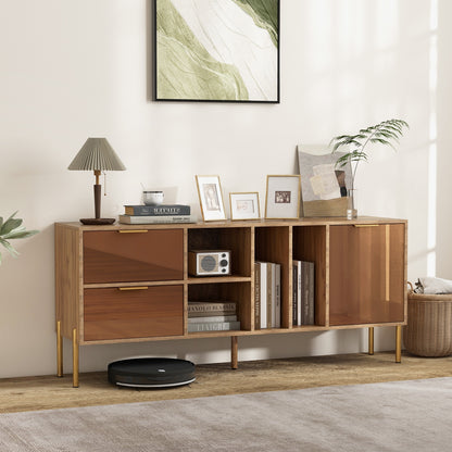 Elegant Mirrored Buffet Cabinet with Storage Drawers and Door for Living Room, Dining or Kitchen