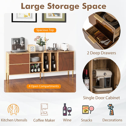 Elegant Mirrored Buffet Cabinet with Storage Drawers and Door for Living Room, Dining or Kitchen