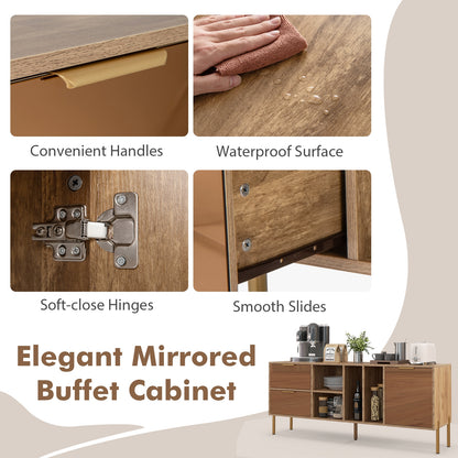 Elegant Mirrored Buffet Cabinet with Storage Drawers and Door for Living Room, Dining or Kitchen