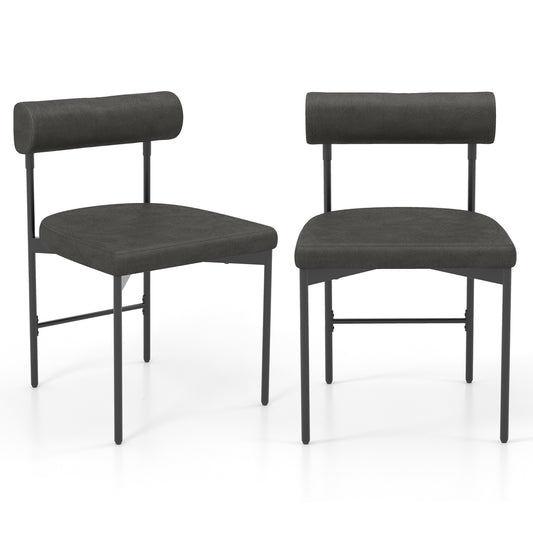 Faux Leather Dining Chairs with Curved Backrest – Grey, Set of 2