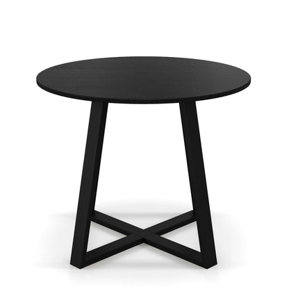 Round 36 Inch Dining Table with Pedestal Base and Solid Wood Frame for 4 People
