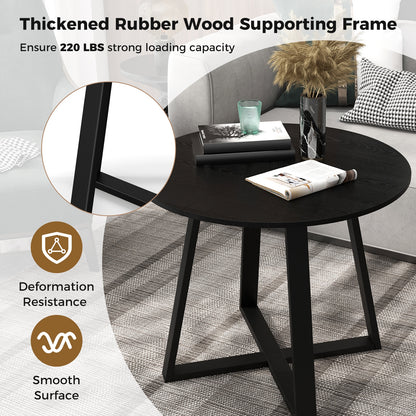 Round 36 Inch Dining Table with Pedestal Base and Solid Wood Frame for 4 People