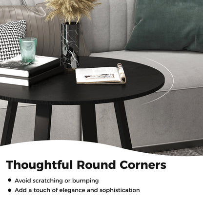 Round 36 Inch Dining Table with Pedestal Base and Solid Wood Frame for 4 People