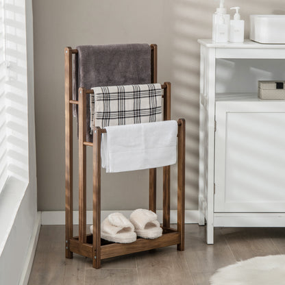 3 Bar Freestanding Towel Rack with Storage Shelf