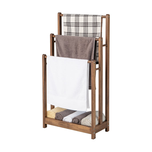 3 Bar Freestanding Towel Rack with Storage Shelf