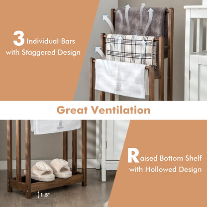 3 Bar Freestanding Towel Rack with Storage Shelf