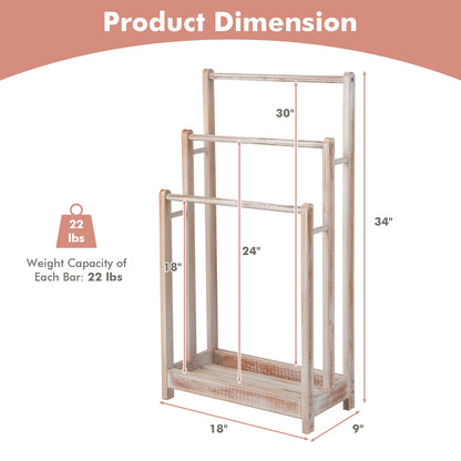 3 Bar Freestanding Towel Rack with Storage Shelf
