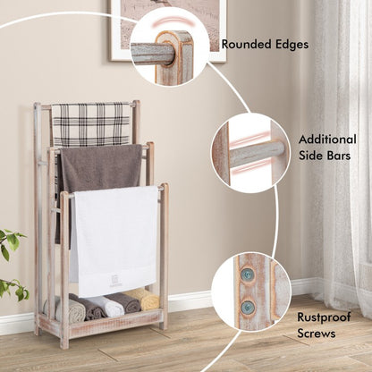 3 Bar Freestanding Towel Rack with Storage Shelf