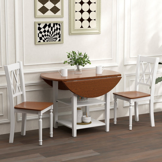 Farmhouse Wooden Dining Chairs with Rubber Wood Seat and Curved Backrest, Set of 2/4
