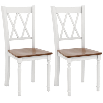 Farmhouse Wooden Dining Chairs with Rubber Wood Seat and Curved Backrest, Set of 2/4