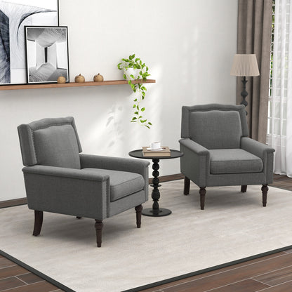 Comfortable Mid-Century Upholstered Armchair with Thick Cushion and Solid Wood Frame