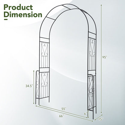 7.9 Feet Metal Garden Arch with Trellis and Fence for Climbing Plants – Elegant Outdoor Arbor