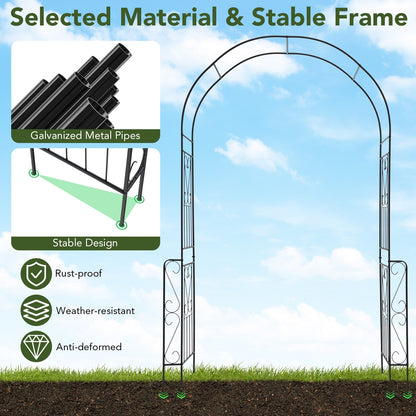 7.9 Feet Metal Garden Arch with Trellis and Fence for Climbing Plants – Elegant Outdoor Arbor