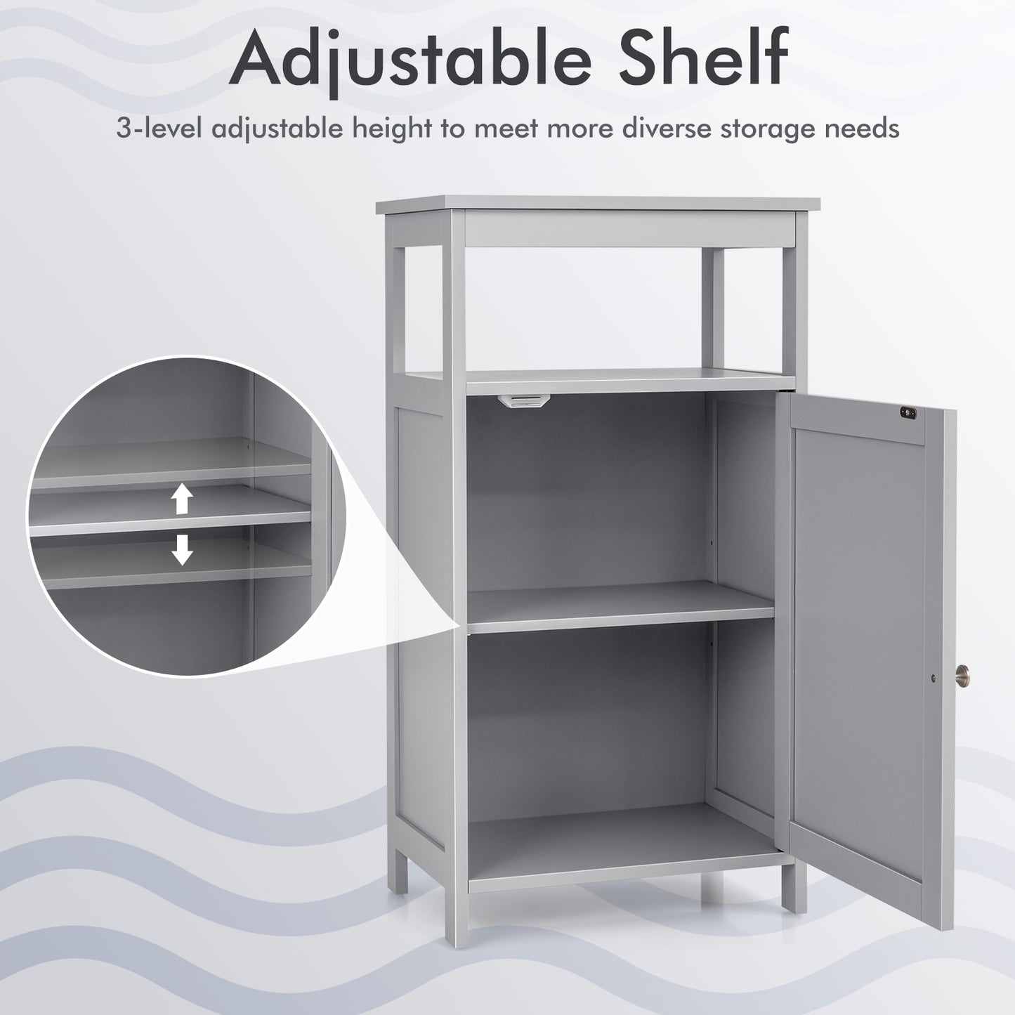 Multifunctional Floor Cabinet Storage Rack with Adjustable Shelves and Organizer Stand
