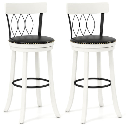 Swivel Bar Stools with Footrest and Tufted Rivet Detail Rubber Wood Frame 2-Piece Set - 30 inch