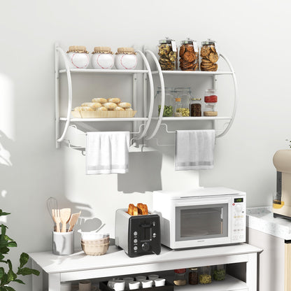 Wall-Mounted 2 Tier Towel Rack with 2 Hanging Bars for Bathroom Storage