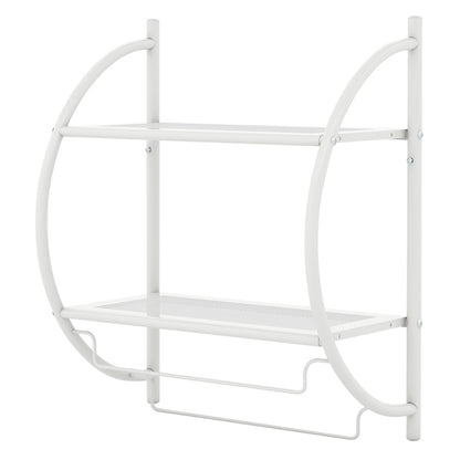 Wall-Mounted 2 Tier Towel Rack with 2 Hanging Bars for Bathroom Storage