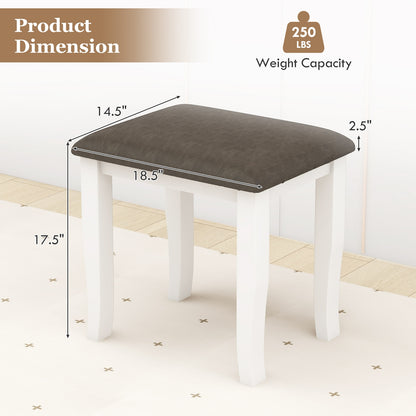 Set of 2 Faux Leather Vanity Stools with Cushioned Seats for Makeup Room and Living Room