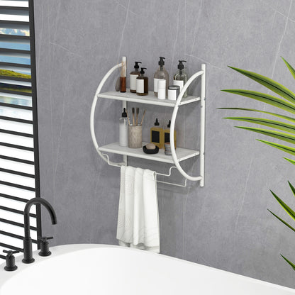 Wall-Mounted 2 Tier Towel Rack with 2 Hanging Bars for Bathroom Storage