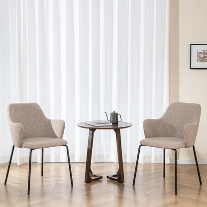 Ergonomic Dining Chairs with Curved Backrest, Wide Seat and Armrests in Beige – Set of 2