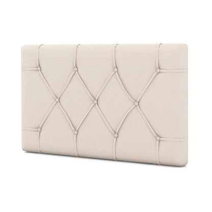 Beige Upholstered Twin Bed Headboard with Adjustable Height and Button Tufted Design