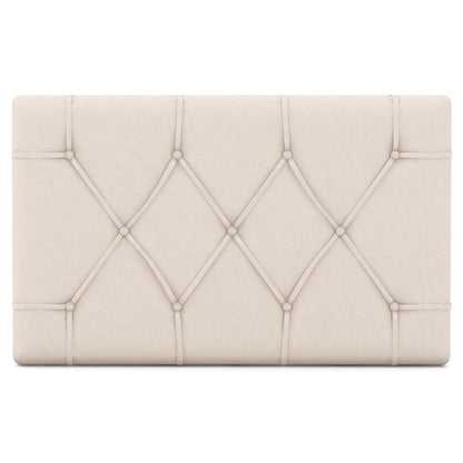 Beige Upholstered Twin Bed Headboard with Adjustable Height and Button Tufted Design