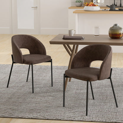 Elegant Dining Chairs with High-Density Sponge Cushion and PU Leather Upholstery – Set of 2