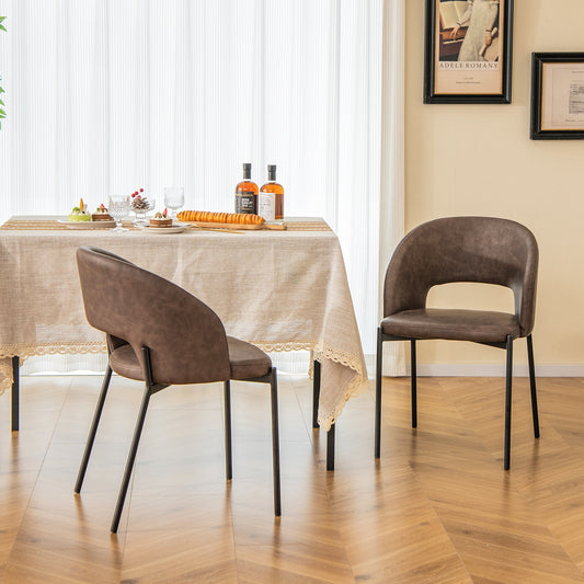 Elegant Dining Chairs with High-Density Sponge Cushion and PU Leather Upholstery – Set of 2