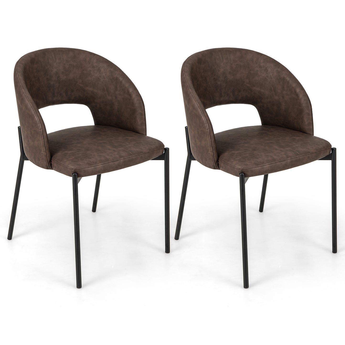 Elegant Dining Chairs with High-Density Sponge Cushion and PU Leather Upholstery – Set of 2