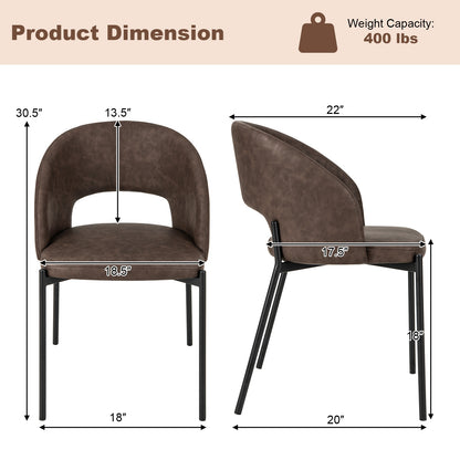 Elegant Dining Chairs with High-Density Sponge Cushion and PU Leather Upholstery – Set of 2