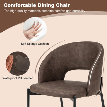 Elegant Dining Chairs with High-Density Sponge Cushion and PU Leather Upholstery – Set of 2