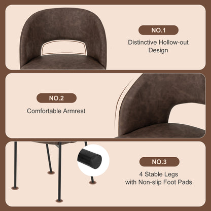 Elegant Dining Chairs with High-Density Sponge Cushion and PU Leather Upholstery – Set of 2