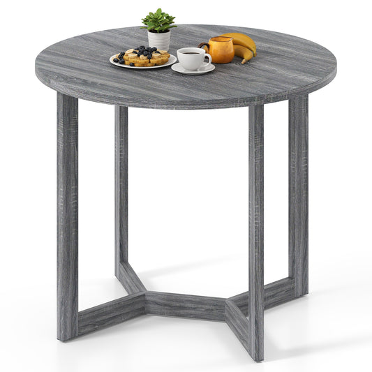 Elegant 36 Round Wood Dining Table for 2 to 4 with Unique Wing Pedestal Base in Black