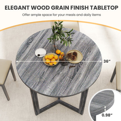 Elegant 36 Round Wood Dining Table for 2 to 4 with Unique Wing Pedestal Base in Black