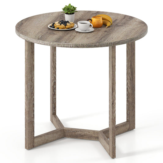 Elegant 36 Round Wood Dining Table for 2 to 4 with Unique Wing Pedestal Base in Grey