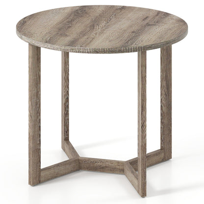 Elegant 36 Round Wood Dining Table for 2 to 4 with Unique Wing Pedestal Base in Grey