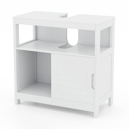 Under Sink Storage Cabinet with Sliding Doors & U-Shaped Cut-Out for Vessel Sinks
