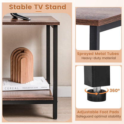Industrial TV Stand with Power Outlets and Open Storage for TVs up to 50 Inches