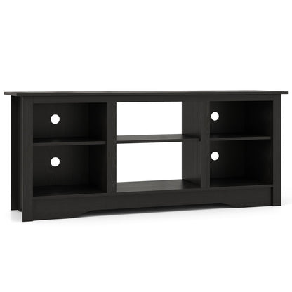Entertainment Center with Adjustable Shelves for 65 Inch TVs and 18 Inch Fireplace Space - Black