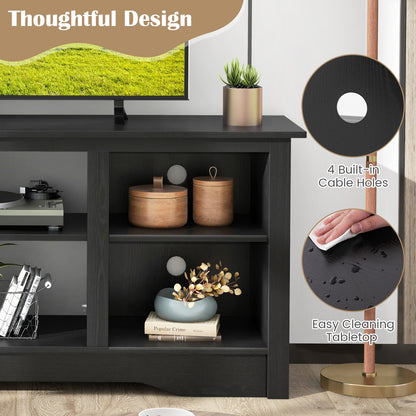 Entertainment Center with Adjustable Shelves for 65 Inch TVs and 18 Inch Fireplace Space - Black